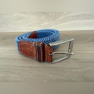 Tuttle Woven Braided Leather Cord Belt Blue Italy Buckle Men's Size 36